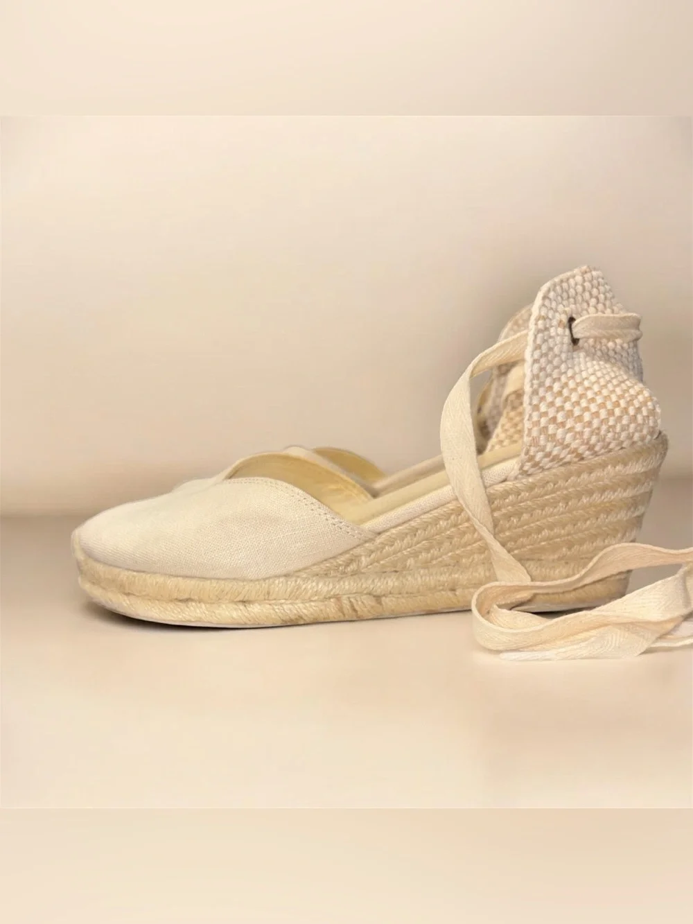 Soludos The Marseille Wedge Espadrille Wrap‎ Sandal In La Concha Ivory Size 6.5